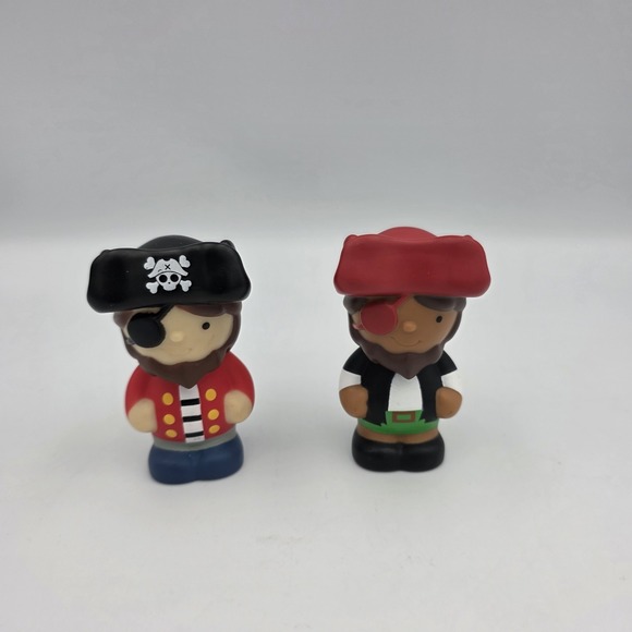 Little Tikes Other - 2~Little Tikes Pirate Boys w/ Eyepatches Black & Red Hats Brown & White Figures